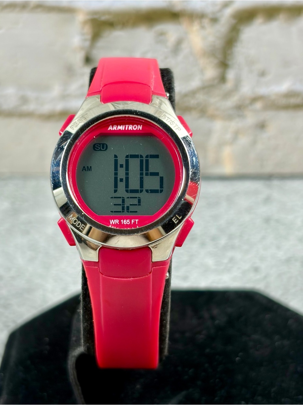 Armitron Women’s Digital Sport Watch Pink Silver WR165FT 27mm New Battery